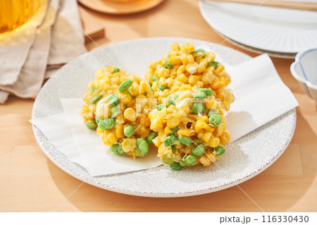 とうもろこしと枝豆のかき揚げ とうもろこしと枝豆のかき揚げ 116330430