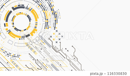 Scientific and technological concept with the use of technical elements formed in the shape of a circle. Vector illustration. 116330830