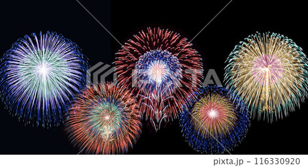 日本の夏祭りの花火大会の背景素材 116330920