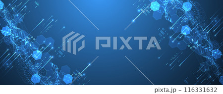 Big Data. Abstract digital futuristic vector illustration on technology background. Data mining and management concept. Hand drawn art. 116331632