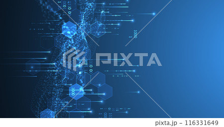 Big Data. Abstract digital futuristic vector illustration on technology background. Data mining and management concept. Hand drawn art. Big Data. Abstract digital futuristic vector illustration on technology background. Data mining and management concept. Hand drawn art. 116331649