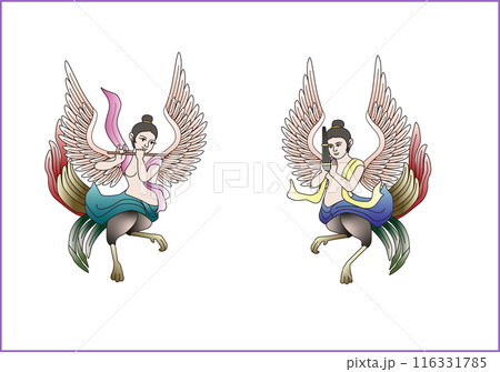 迦陵頻迦 がりょうびんが 美しい雅楽の鳥のイラスト素材 [116331785] - PIXTA