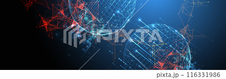 Big data numeric Sphere  theme with connected lines in technology style background.  Abstract 3d grid design. 116331986