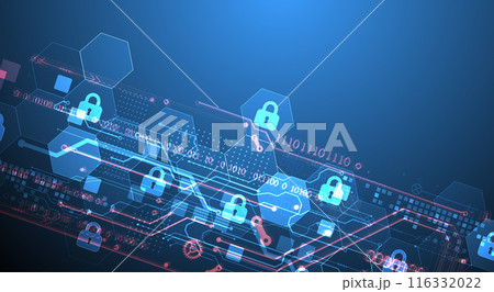 Secure digital background. Virtual confidential, programming protection. Hand drawn vector. Secure digital background. Virtual confidential, programming protection. Hand drawn vector. 116332022