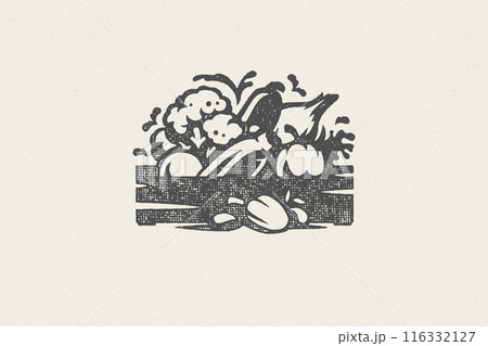 Bunch of various natural fresh vegetables silhouettes for grocery and food farmers market 116332127