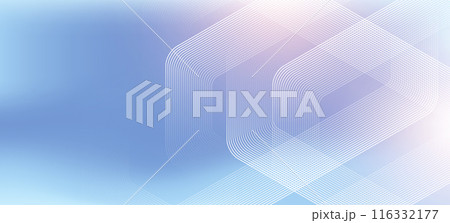 Abstract hexagon lines on blue background. Geometric stripe line art design for poster, brochure, cover, website, banner 116332177