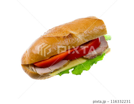sandwiches with vegetable and ham 116332231