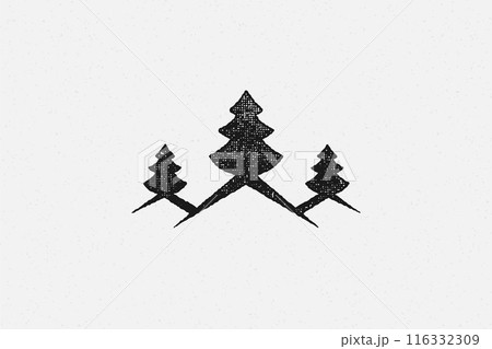 Spruce trees depicted isolated on white background hand drawn stamp effect vector illustration Spruce trees depicted isolated on white background hand drawn stamp effect vector illustration 116332309