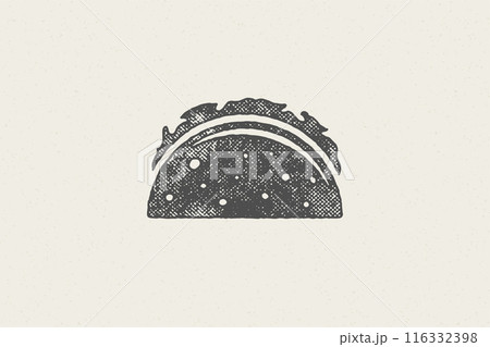 Mexican taco silhouette for street fast food design hand drawn stamp effect vector illustration. Mexican taco silhouette for street fast food design hand drawn stamp effect vector illustration. 116332398