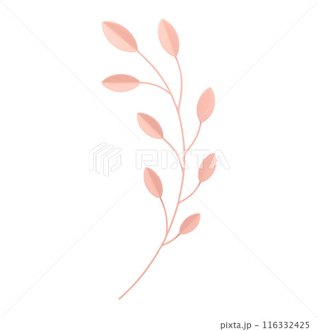 Tree branch with leaves pink plant natural botanical blossom elegant decor element 3d icon vector 116332425