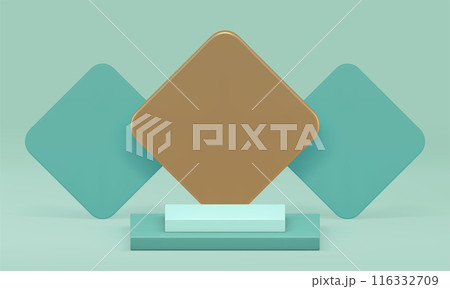 3d green luxury podium pedestal with rhombus wall background realistic vector illustration 116332709