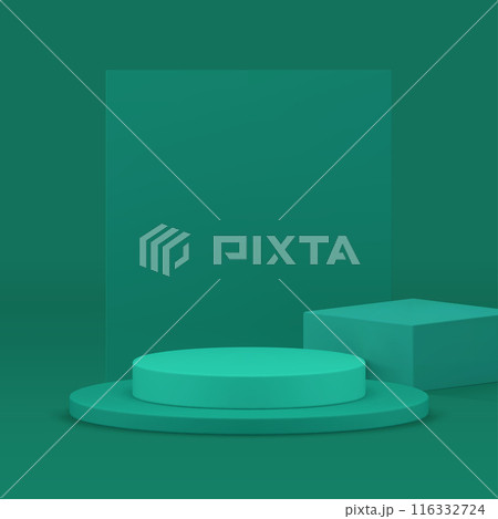 Green 3d podium pedestal geometric showcase display realistic vector illustration 116332724