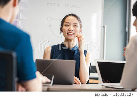 ミーティングをするIT企業の若いキャリアウーマン 116333127