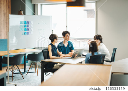 IT企業でミーティングをする男女スタッフ 116333139