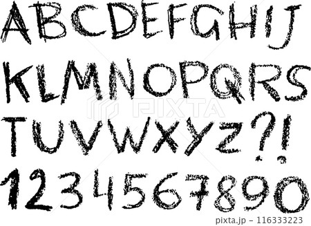 Hand Drawn Grunge Chalk Textured Font 116333223