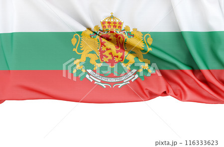 Flag of Bulgaria isolated on white background with copy space below. 3D rendering Flag of Bulgaria isolated on white background with copy space below. 3D rendering 116333623