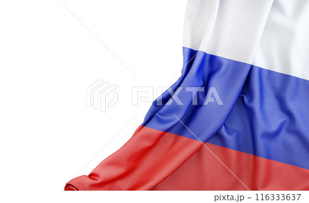Flag of Russia with empty space on the left. Isolated. 3D Rendering 116333637