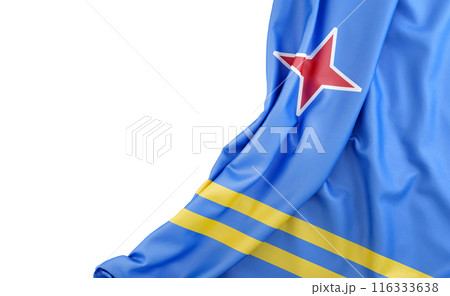 Flag of Aruba with empty space on the left. Isolated. 3D Rendering 116333638