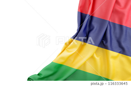 Flag of Mauritius with empty space on the left. Isolated. 3D Rendering 116333645