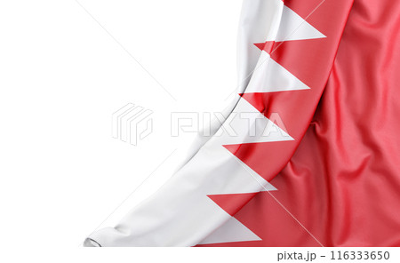 Flag of Bahrain with empty space on the left. Isolated. 3D Rendering 116333650