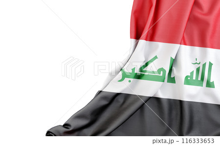 Flag of Iraq with empty space on the left. Isolated. 3D Rendering Flag of Iraq with empty space on the left. Isolated. 3D Rendering 116333653