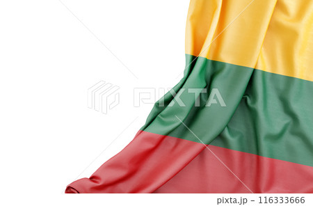 Flag of Lithuania with empty space on the left. Isolated. 3D Rendering Flag of Lithuania with empty space on the left. Isolated. 3D Rendering 116333666