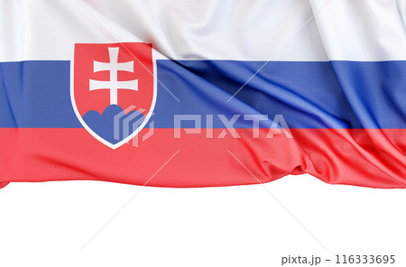 Flag of Slovakia on white background with copy space below. 3D rendering 116333695