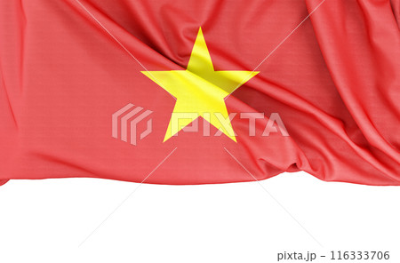 Flag of Vietnam on white background with copy space below. 3D rendering 116333706