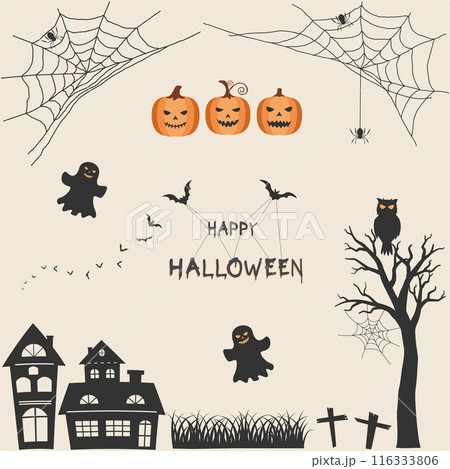 Set of Halloween clipart,Design elements perfert for party invitation,greeting card,flyer,banner or poster Set of Halloween clipart,Design elements perfert for party invitation,greeting card,flyer,banner or poster 116333806
