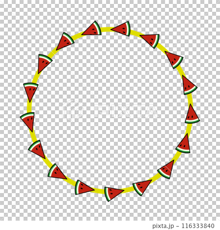 スイカの円形飾り枠イラスト 116333840
