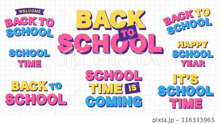 Back to school lettering set, Quotes design in a vector 116333963
