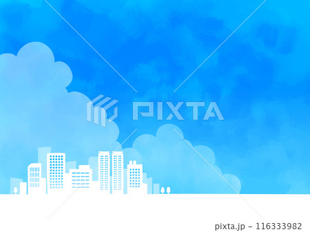 青空と街並み 入道雲 横長 青空と街並み 入道雲 横長 116333982