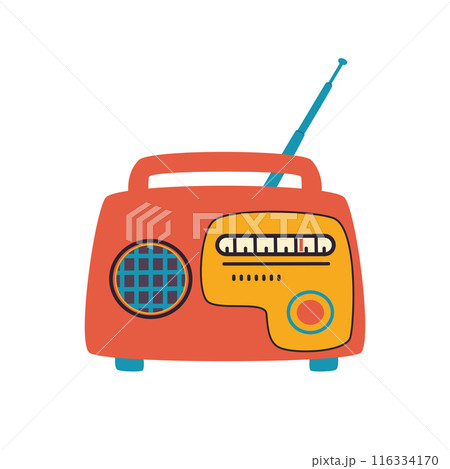 Illustration of retro radio. Vintage speaker on white background. 116334170