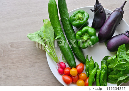 新鮮野菜　夏野菜　採れたて　朝採れ　家庭菜園 116334235