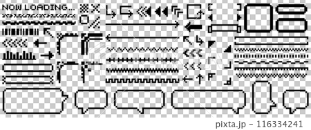 サイバーパンクなドット絵のフレームと装飾セット ブラック サイバーパンクなドット絵のフレームと装飾セット ブラック 116334241