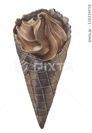 チョコレートジェラート（コーン）リアル水彩画 116334558