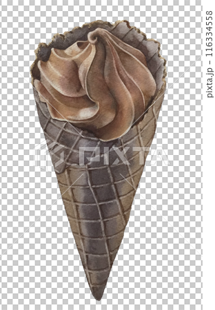 チョコレートジェラート（コーン）リアル水彩画 116334558