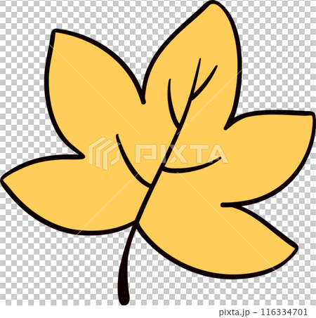 Groovy retro autumn leaf hippie cartoon doodle playful and vibrant fall season illustration. 116334701