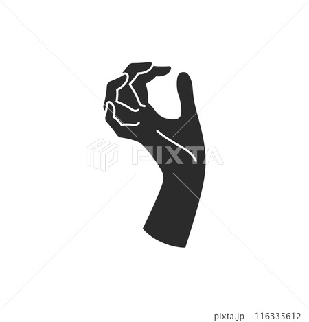 Magic woman hand palm gesture and fingers silhouette vector illustration Magic woman hand palm gesture and fingers silhouette vector illustration 116335612