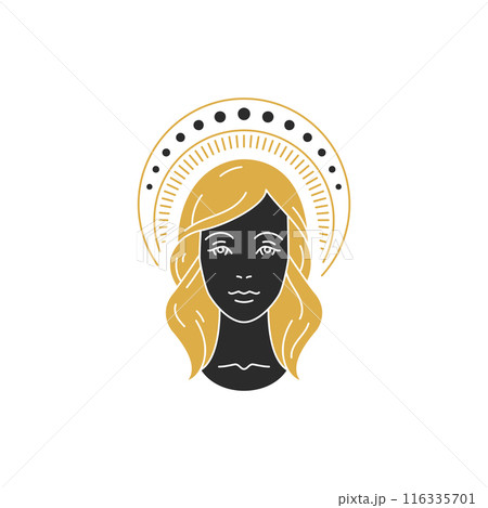 Magic elegant woman portrait with hairs silhouette vector illustration 116335701