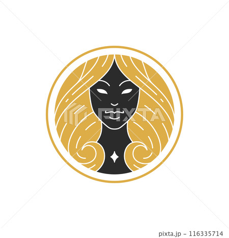 Magic elegant woman portrait with hairs silhouette vector illustration 116335714