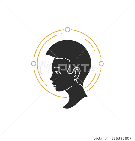 Woman face with hairs silhouette vector illustration Woman face with hairs silhouette vector illustration 116335807