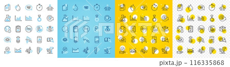 Vector icons set of Smartphone statistics, Interview job and Dollar exchange line icons pack for web with Upper arrows, Hydroelectricity, Search book outline icon. Painter, Change money. Vector Vector icons set of Smartphone statistics, Interview job and Dollar exchange line icons pack for web with Upper arrows, Hydroelectricity, Search book outline icon. Painter, Change money. Vector 116335868