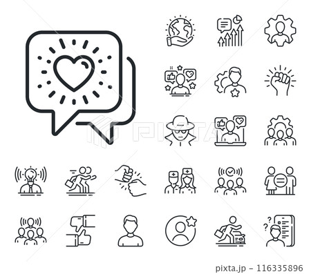 Friendship love sign. Specialist, doctor and job competition outline icons. Friends chat line icon. Assistance business symbol. Friends chat line sign. Avatar placeholder, spy headshot icon. Vector Friendship love sign. Specialist, doctor and job competition outline icons. Friends chat line icon. Assistance business symbol. Friends chat line sign. Avatar placeholder, spy headshot icon. Vector 116335896