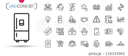 Pack of Remove purchase, Energy and Robbery line icons. Include Seo idea, Recovery phone, Wifi pictogram icons. Food delivery, Coffee pot, Identification card signs. Ranking star, Like. Vector 116335965