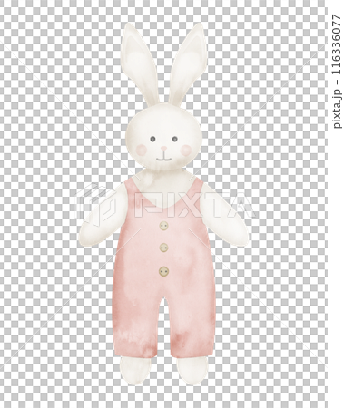 Cute Bunny Toy watercolor illustration in pink cloth. Hand drawn drawing for kid leisure game. Sketch for Baby shower greeting cards or invitations on isolated background. Rabbit or hare for girl. Cute Bunny Toy watercolor illustration in pink cloth. Hand drawn drawing for kid leisure game. Sketch for Baby shower greeting cards or invitations on isolated background. Rabbit or hare for girl. 116336077