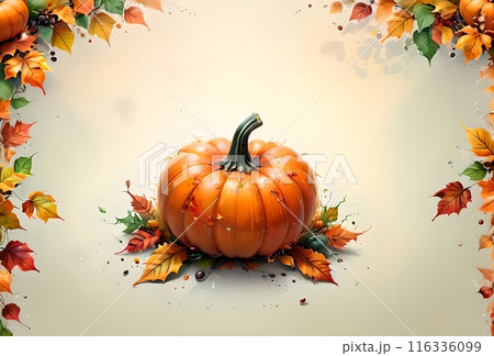 Halloween card, scarecrow in orange tracksuit with pumpkin Halloween card, scarecrow in orange tracksuit with pumpkin 116336099