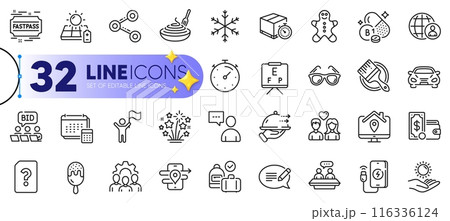 Outline set of Message, Team work and Employees talk line icons for web with Phone charging, Brush, Wallet money thin icon. Timer, Ice cream, Food delivery pictogram icon. Vector Outline set of Message, Team work and Employees talk line icons for web with Phone charging, Brush, Wallet money thin icon. Timer, Ice cream, Food delivery pictogram icon. Vector 116336124