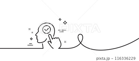 Head line icon. Continuous one line with curl. Select user sign. Checkbox symbol. Select user single outline ribbon. Loop curve pattern. Vector 116336229