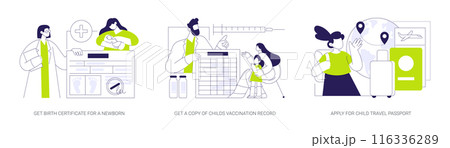 Official documents for children abstract concept vector illustrations. 116336289